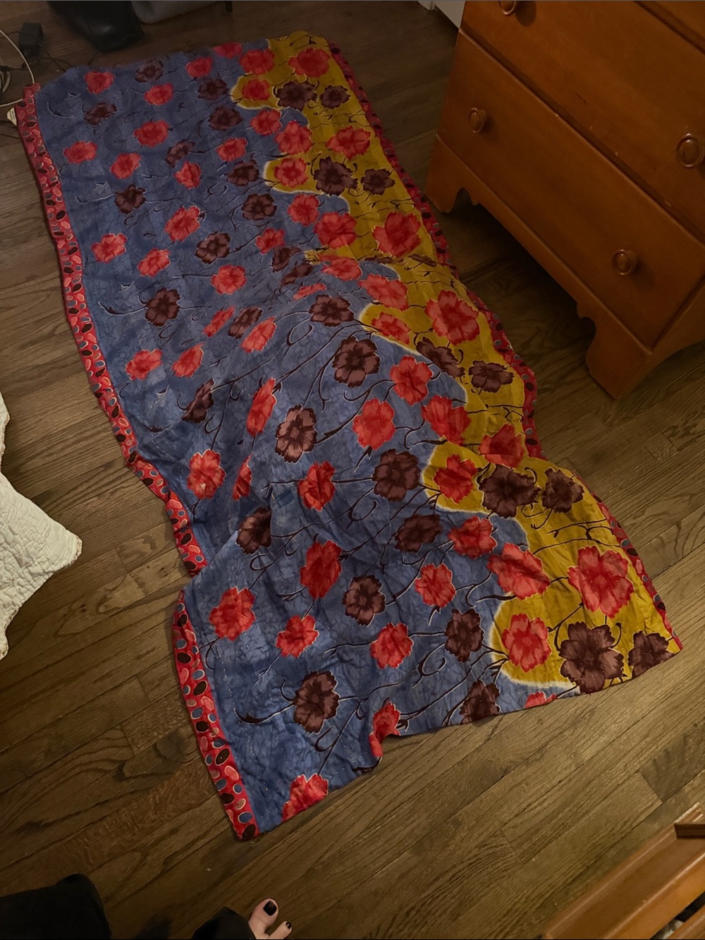 LAST ONE!!  Colorful Floral Kantha Patchwork Quilt Throw - Picture 6 of 10
